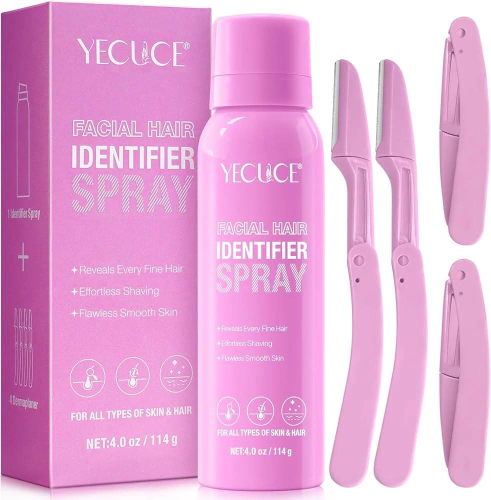 Facial Hair Identifier Spray 114g Hair Identifying Spray with 4Pcs Face Razor