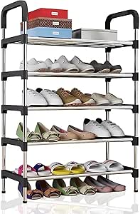 **5-Tier Black Metal Shoe Rack**